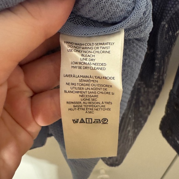 Pilcro Shimmering Sequin Blouse - Silver Blue, medium - Picture 7 of 8